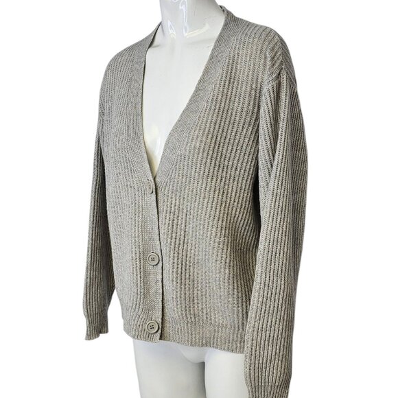 Bartolini Womens Button Front Cashmere Blend V-Neck, Knit Cardigan, Grey, Size M - Picture 2 of 6
